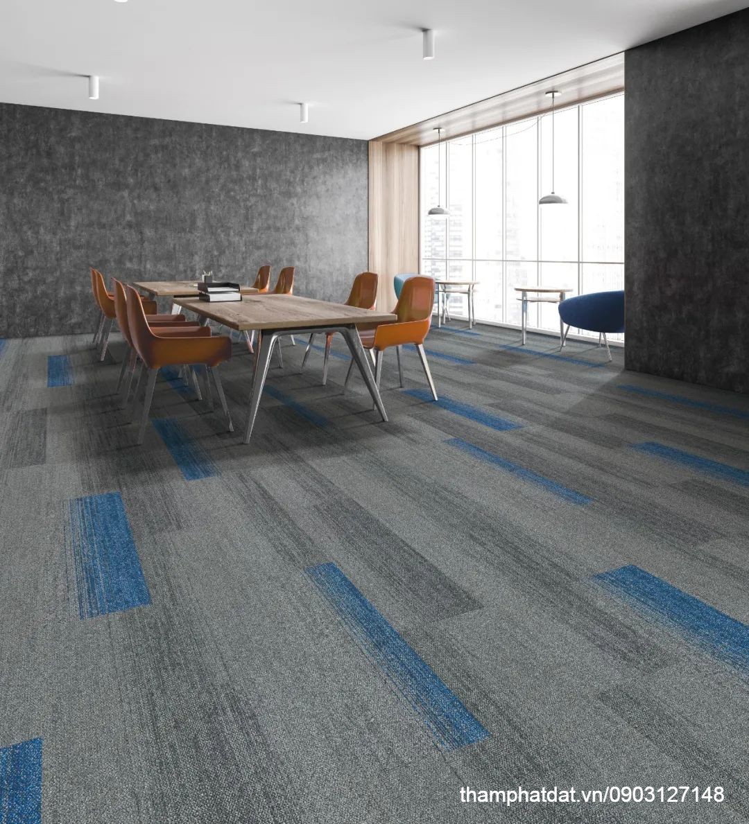 thảm văn phòng xọc xanh blue